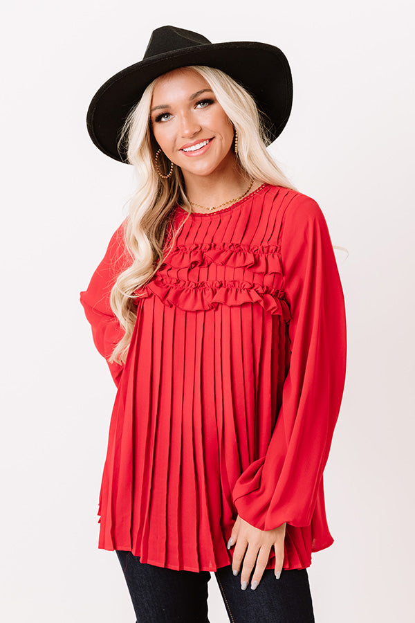 Manhattan Socialite Pleated Top in Wine Image - 3