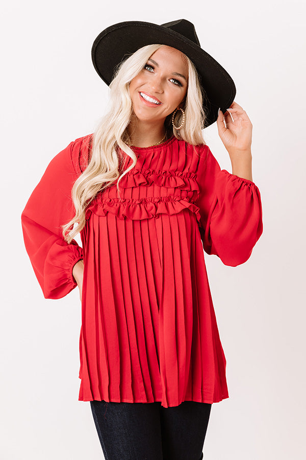 Manhattan Socialite Pleated Top in Wine Image - 1