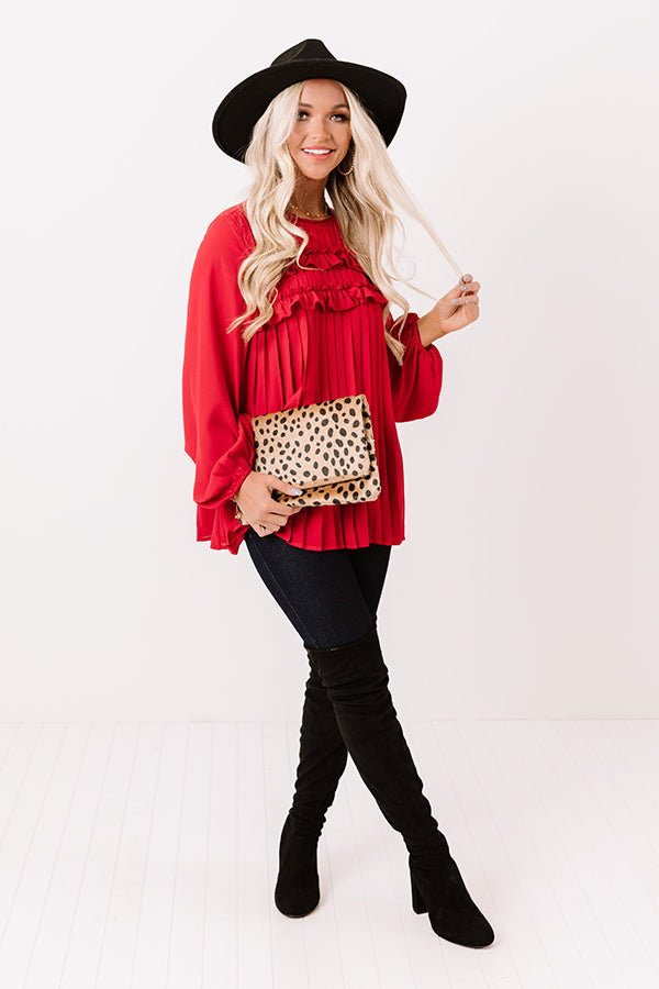 Manhattan Socialite Pleated Top in Wine Image - 2