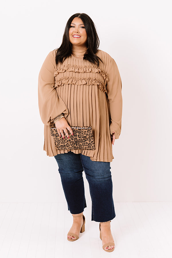 Manhattan Socialite Pleated Top in Mocha Curves Image - 2