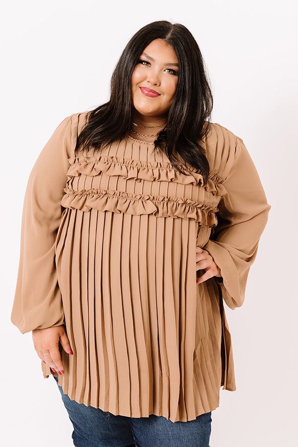 Manhattan Socialite Pleated Top in Mocha Curves Image - 1