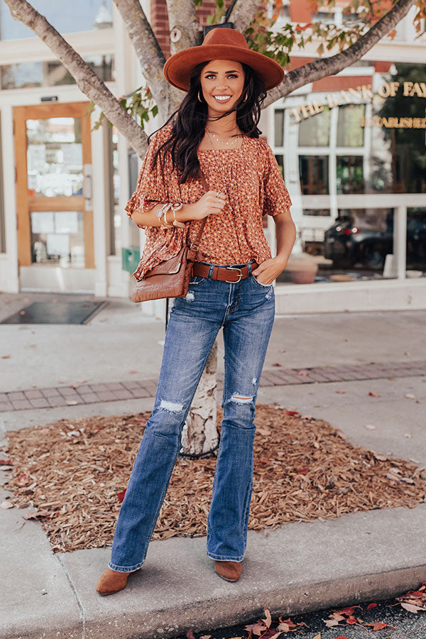 Proud Of You Floral Shift Top In Rust Image - 2