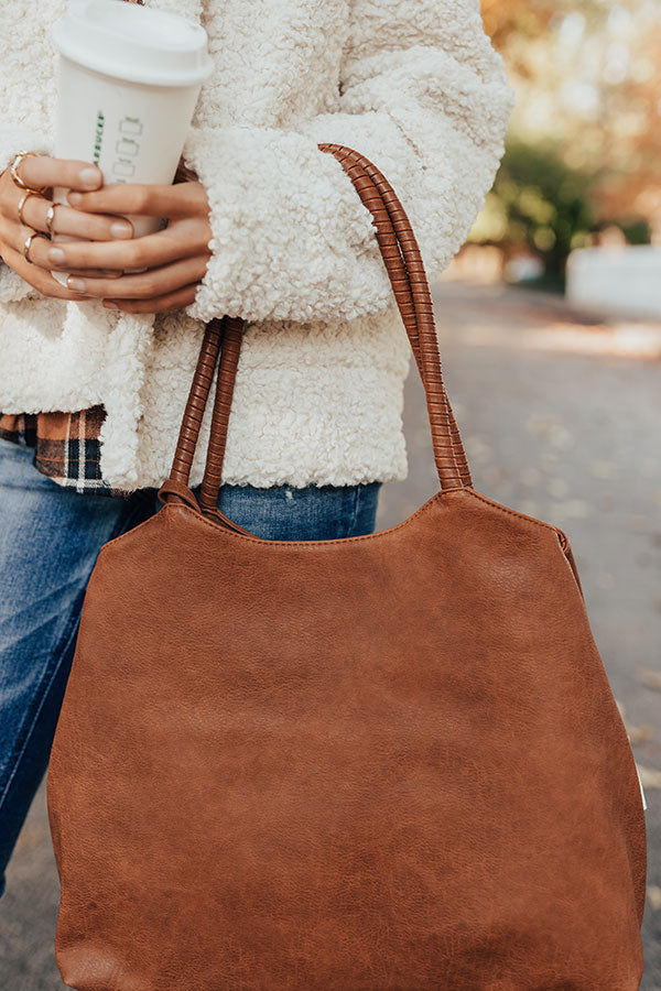 Distance To Denver Faux Leather Tote In Maple Image - 2
