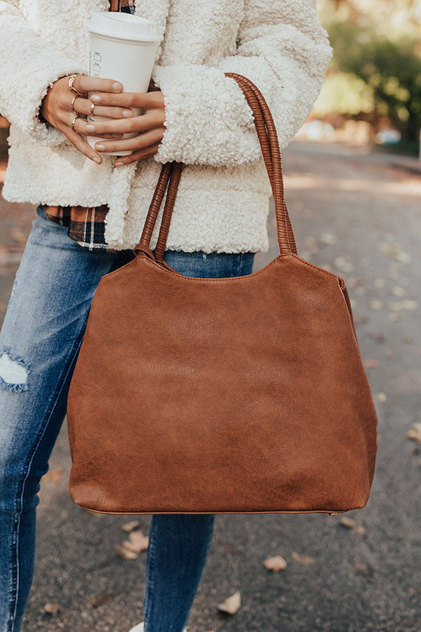 Distance To Denver Faux Leather Tote In Maple Image - 1