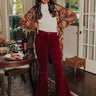 The Cooper High Waist Corduroy Flares in Wine Image - 1