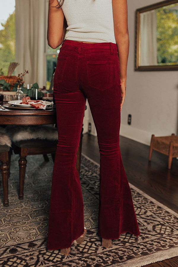 The Cooper High Waist Corduroy Flares in Wine • Impressions Online Boutique