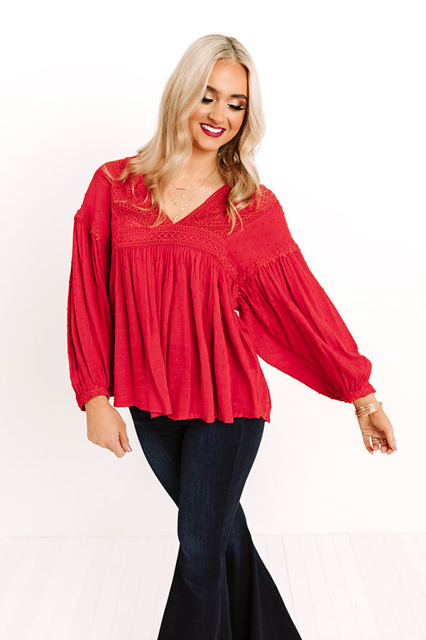 Lovely Novella Babydoll Top In Red