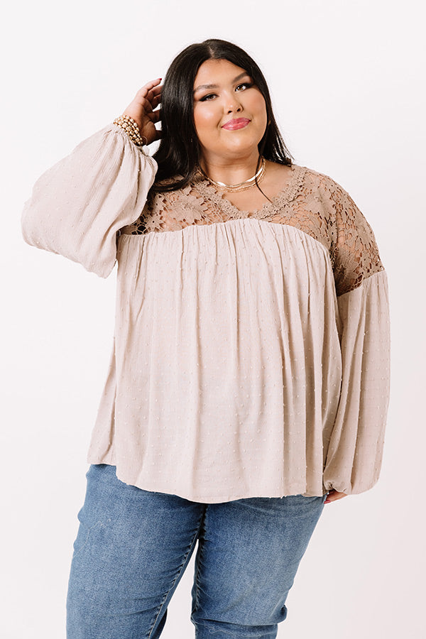 Grand Adventure Crochet Top In Taupe Curves