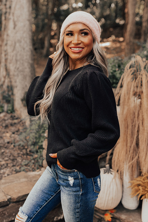 European Holiday Sweater Top in Black Image - 4