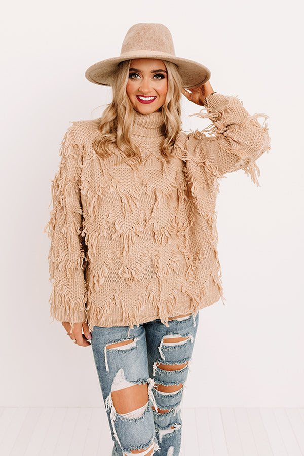 Mood Booster Fringe Sweater In Iced Latte