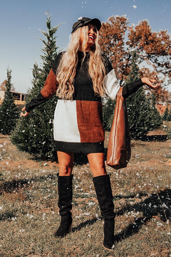 Hello, Harvard Colorblock Sweater Dress In Black Image - 1