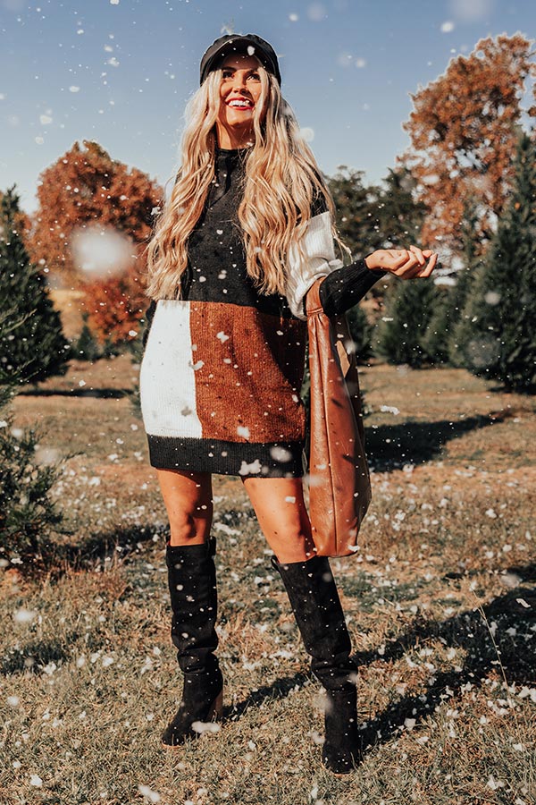 Hello, Harvard Colorblock Sweater Dress In Black Image - 1