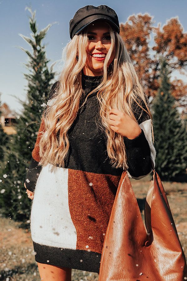 Hello, Harvard Colorblock Sweater Dress In Black Image - 1