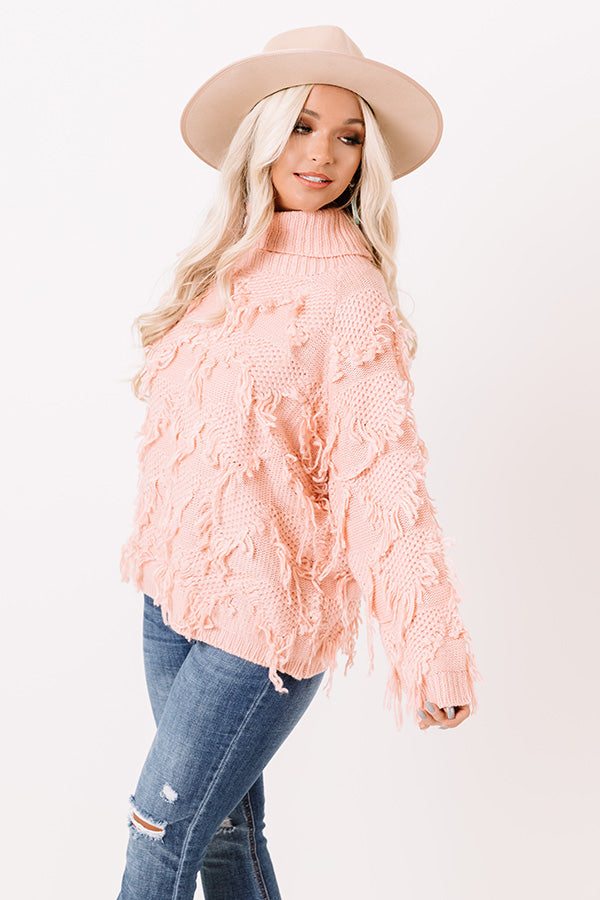 Mood Booster Fringe Sweater In Pink
