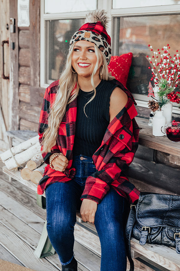 Hot Cocoa Moment Buffalo Check Coat In Red – Impressions Online