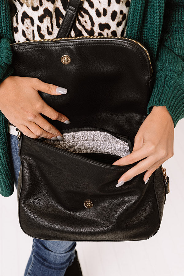 Sleek And Chic Faux Leather Crossbody In Black Image - 4