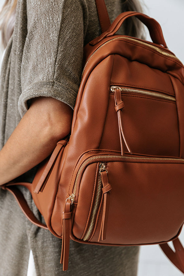 Hiding Out Faux Leather Backpack In Maple • Impressions Online Boutique