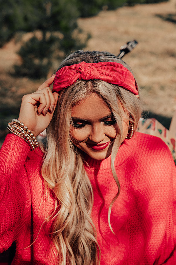 Adore More Corduroy Headband in Red Image - 3