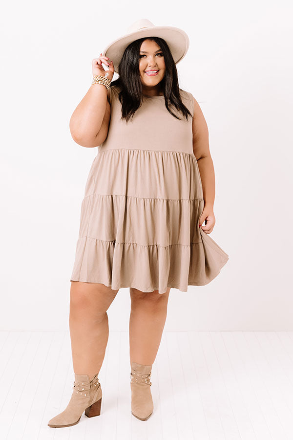 Apple Spiced Wishes Babydoll Dress In Taupe   Curves Image - 1
