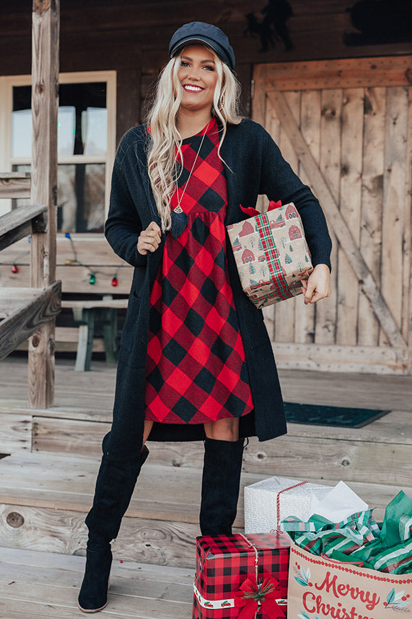 YuleTide Cheer Buffalo Check Babydoll Dress Image - 3