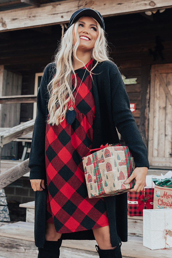 YuleTide Cheer Buffalo Check Babydoll Dress Image - 4