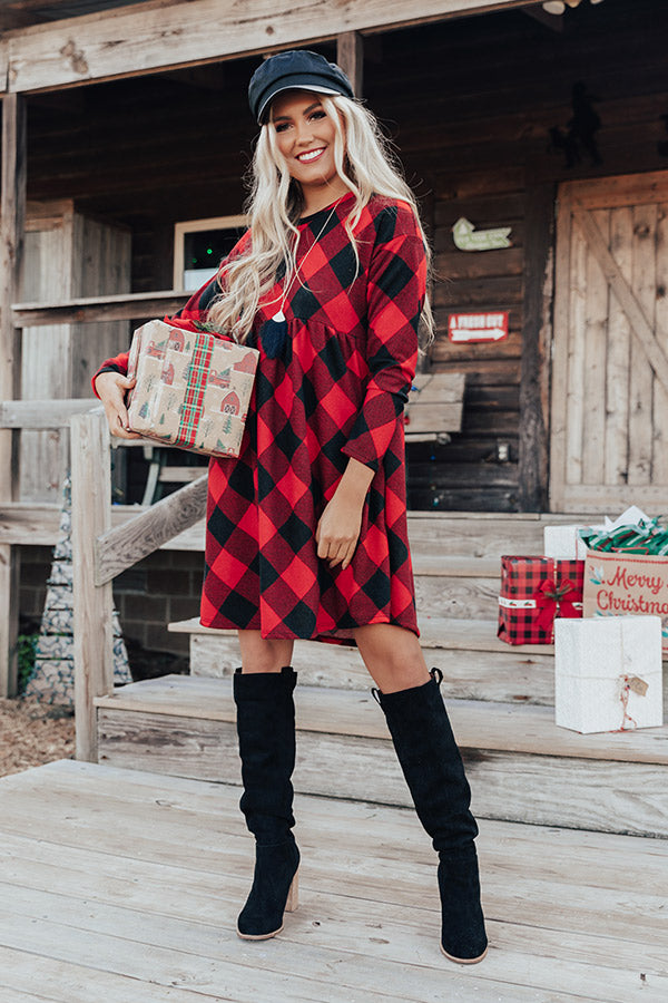 YuleTide Cheer Buffalo Check Babydoll Dress • Impressions Online Boutique