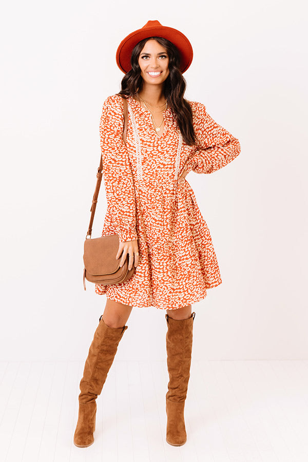 Central Park Views Leopard Shift Dress In Rust