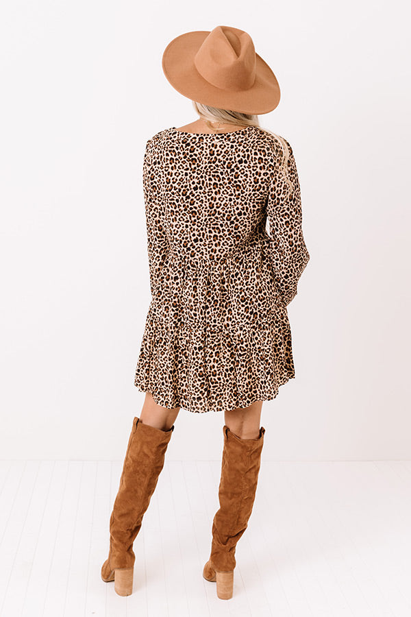 Central Park Views Leopard Shift Dress In Brown Image - 4