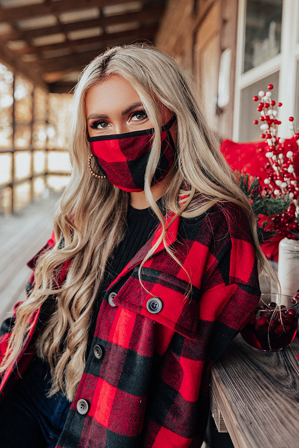 YuleTide Cheer Buffalo Check Cloth Face Mask Image - 1