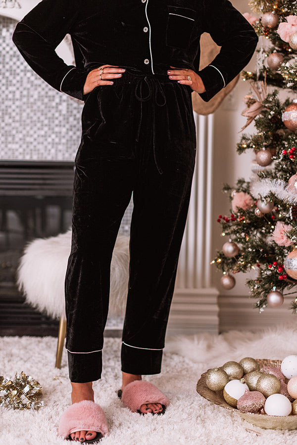 Lowkey Weekend Velvet Pants in Black Image - 1