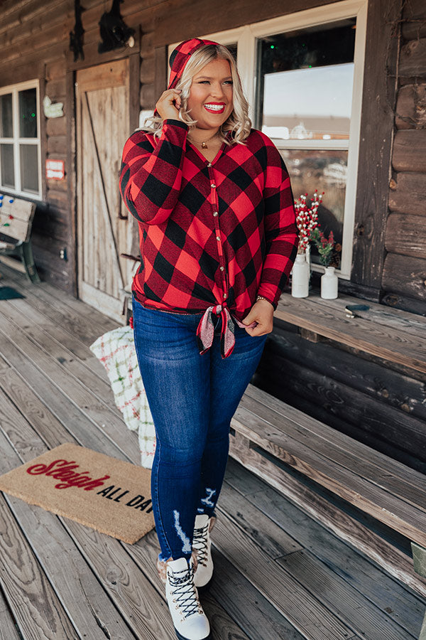 Hometown Holiday Checkered Front Tie Top Curves Image - 4