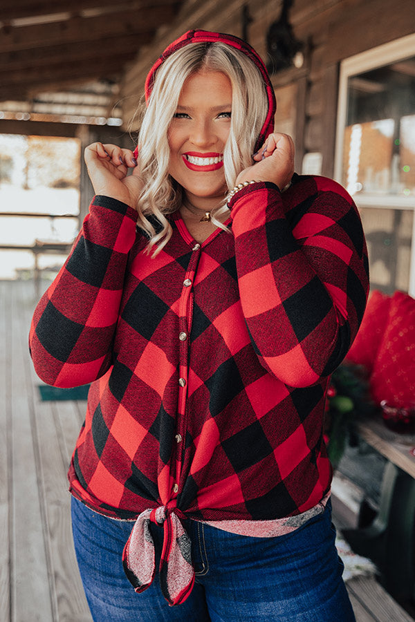 Hometown Holiday Checkered Front Tie Top Curves Image - 3