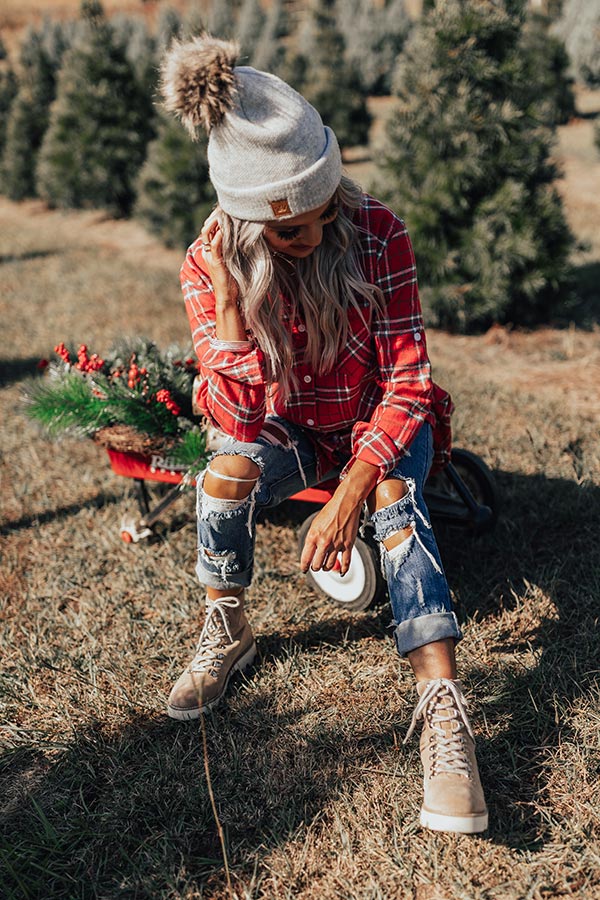 Brulee Babe Flannel Top In Scarlet – Impressions Online Boutique