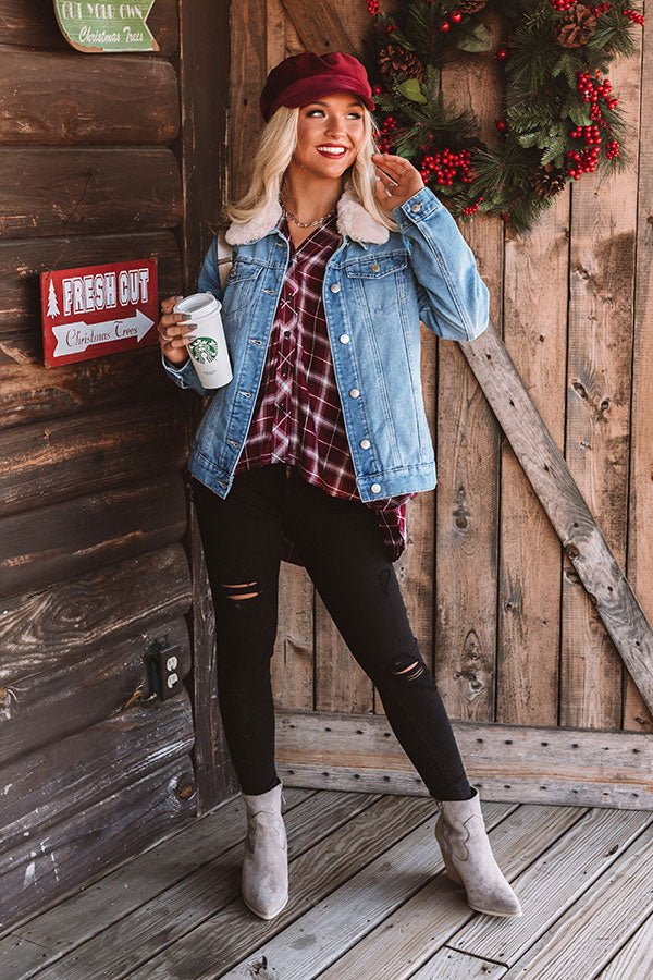 The Sheela Faux Fur Lined Denim Jacket – Impressions Online Boutique
