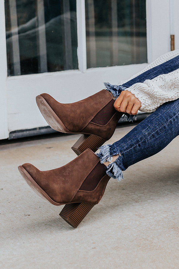 The Ollie Faux Suede Bootie In Chestnut