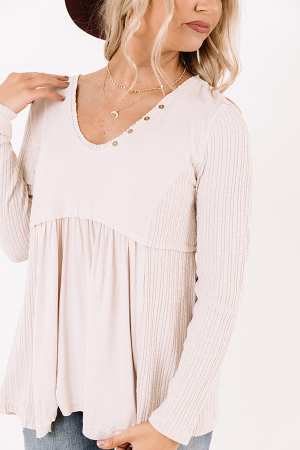 Coffee Talks Babydoll Top in Birch Image - 3