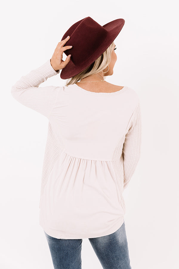 Coffee Talks Babydoll Top in Birch Image - 4