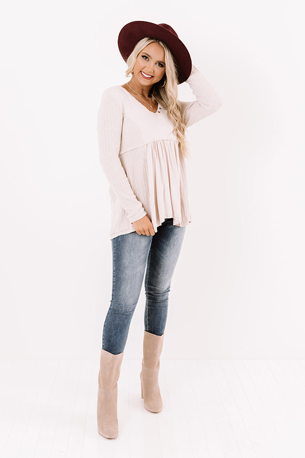 Coffee Talks Babydoll Top in Birch Image - 2