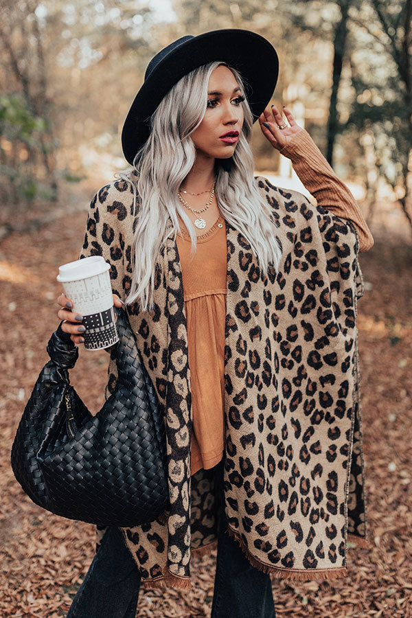 Mutual Attraction Leopard Poncho In Beige • Impressions Online Boutique