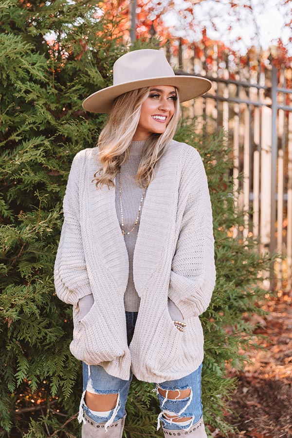 Hot Cocoa Crushing Knit Cardigan In Stone • Impressions Online Boutique