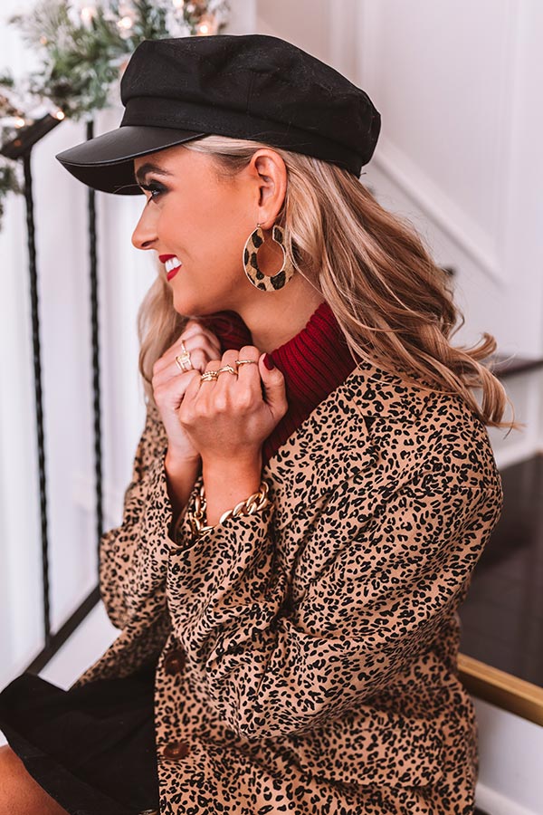 Lovely Leopard Hoop Earrings in Gold Image - 1