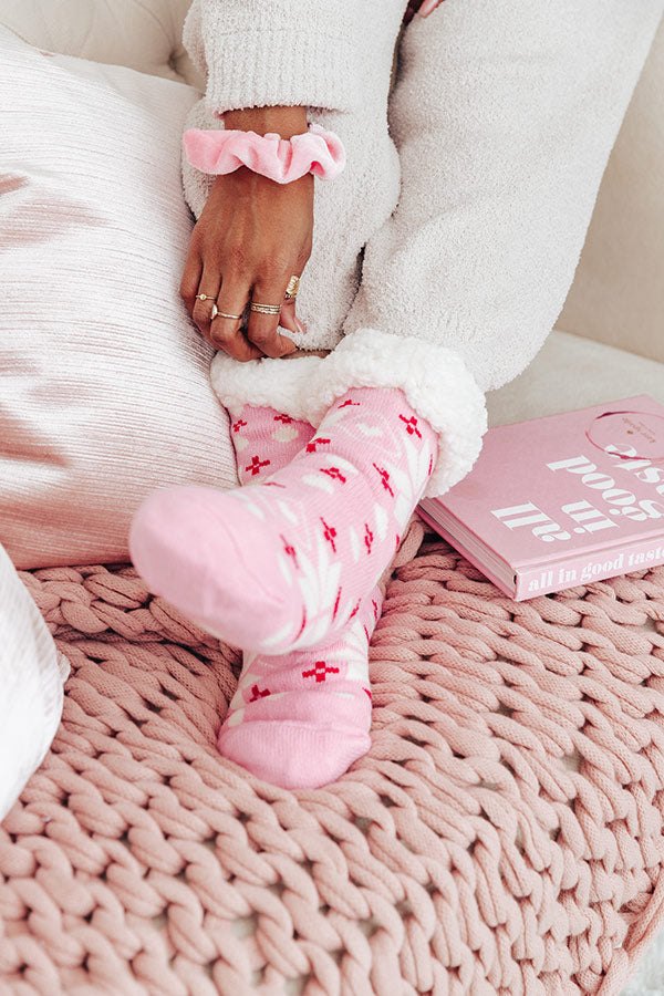 Warm And Snuggly Sherpa Lined Socks In Pink – Impressions Online