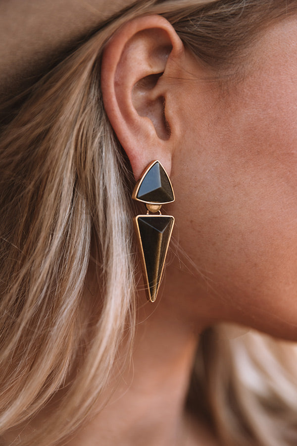 Kendra Scott Vivian Vintage Gold Statement Earrings in Golden Obsidian Image - 3