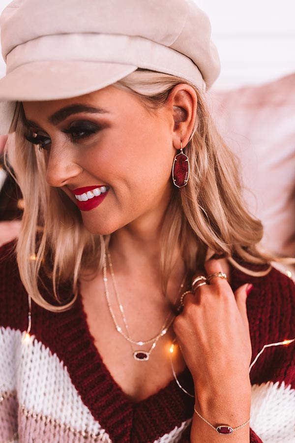 Kendra Scott Faceted Elle Gold Drop Earrings in Raspberry Labradorite Image - 2