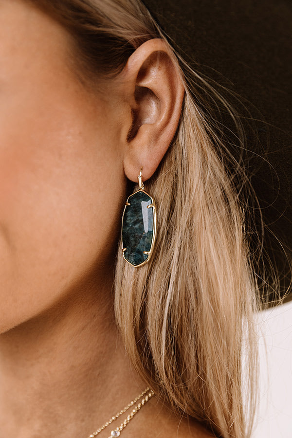 Kendra Scott Faceted Elle Gold Drop Earrings in Green Apatite Image - 3