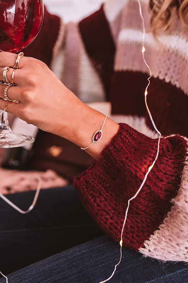 Kendra Scott Elaina Gold Single Slide Bracelet in Raspberry Labradorite Image - 2