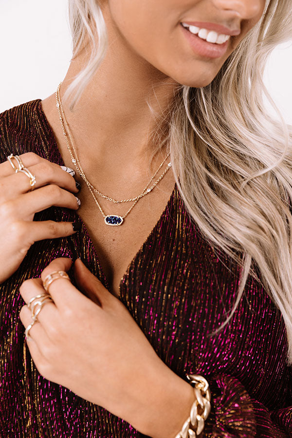 Kendra Scott Elisa Gold Multi Strand Necklace in Indigo Blue Drusy