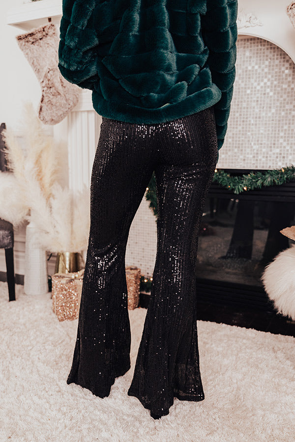 Dainty Glam Sequin High Waist Flare In Black • Impressions Online Boutique