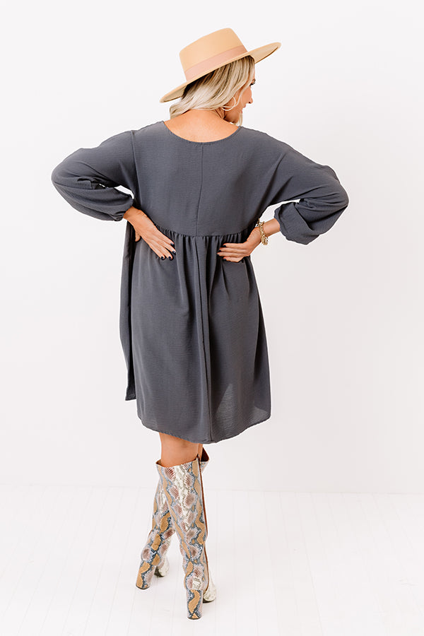 Charming Pose Babydoll Dress In Charcoal • Impressions Online Boutique