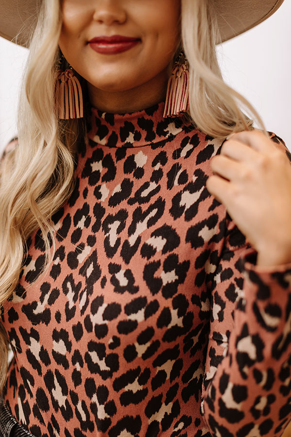 Exceptional Day Leopard Bodysuit In Dark Blush Image - 4